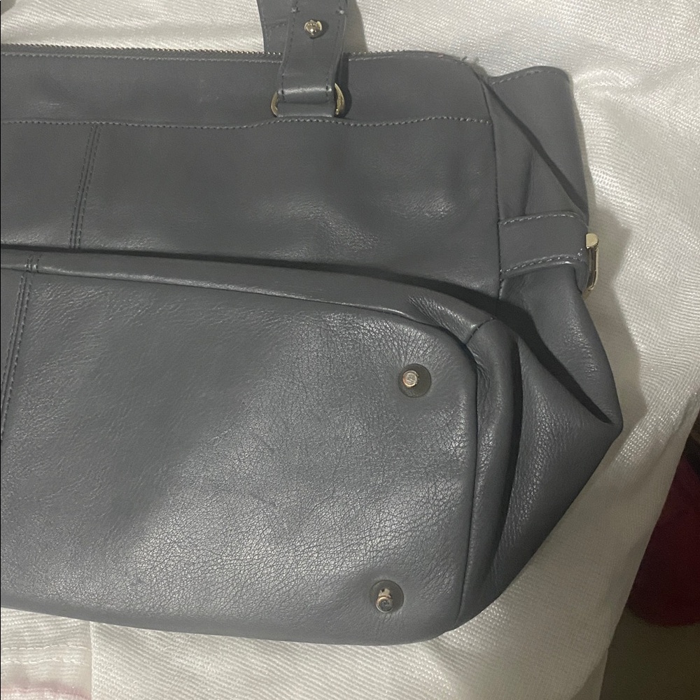 Elaine Turner Gray Leather with Gold Hardware Satchel - Picture 4 of 8